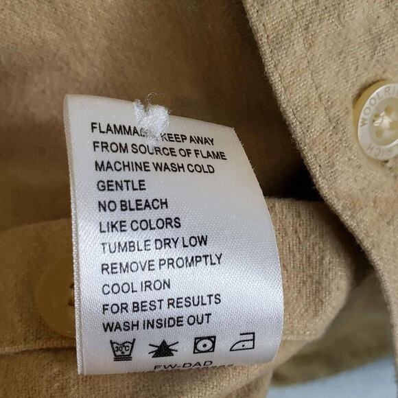 Woolrich Shirt Chamois Pocket Mens Size Medium M LS Button Down Light Tan - Picture 10 of 11